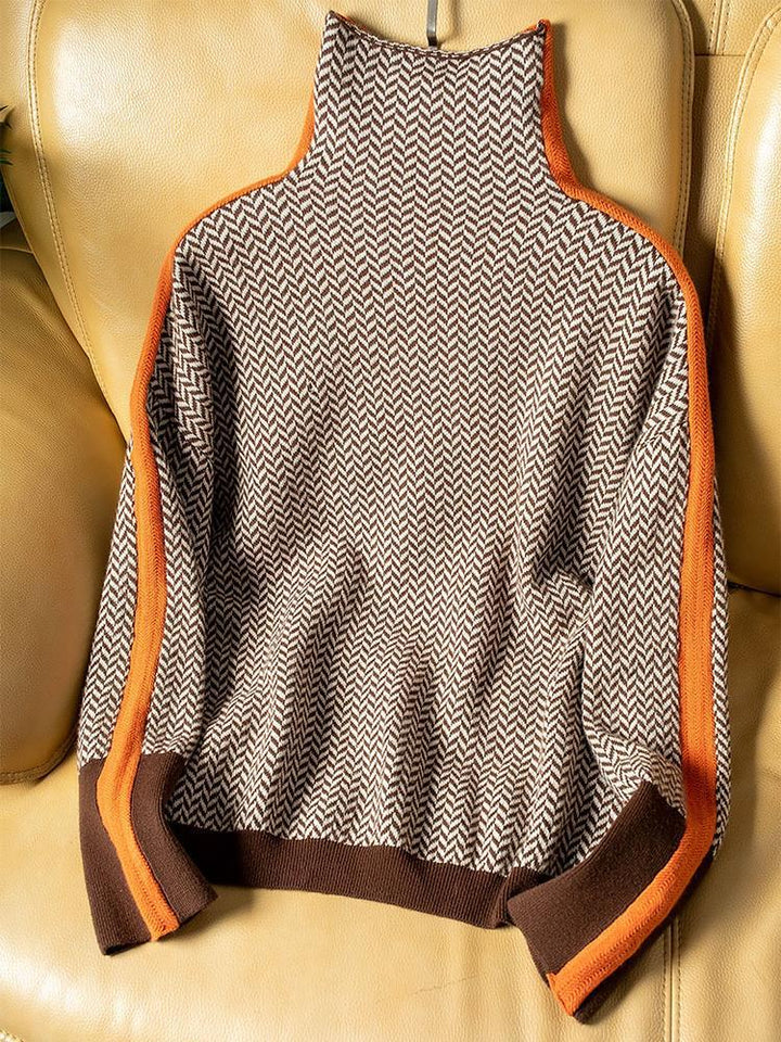 Vera | Turtleneck Sweater with Contrast Stripes