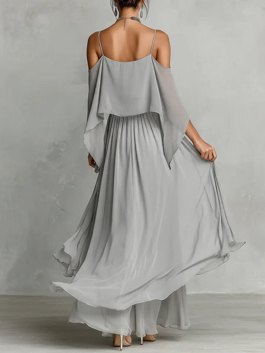 Isabela | Grey flowing set with camisole and light trousers