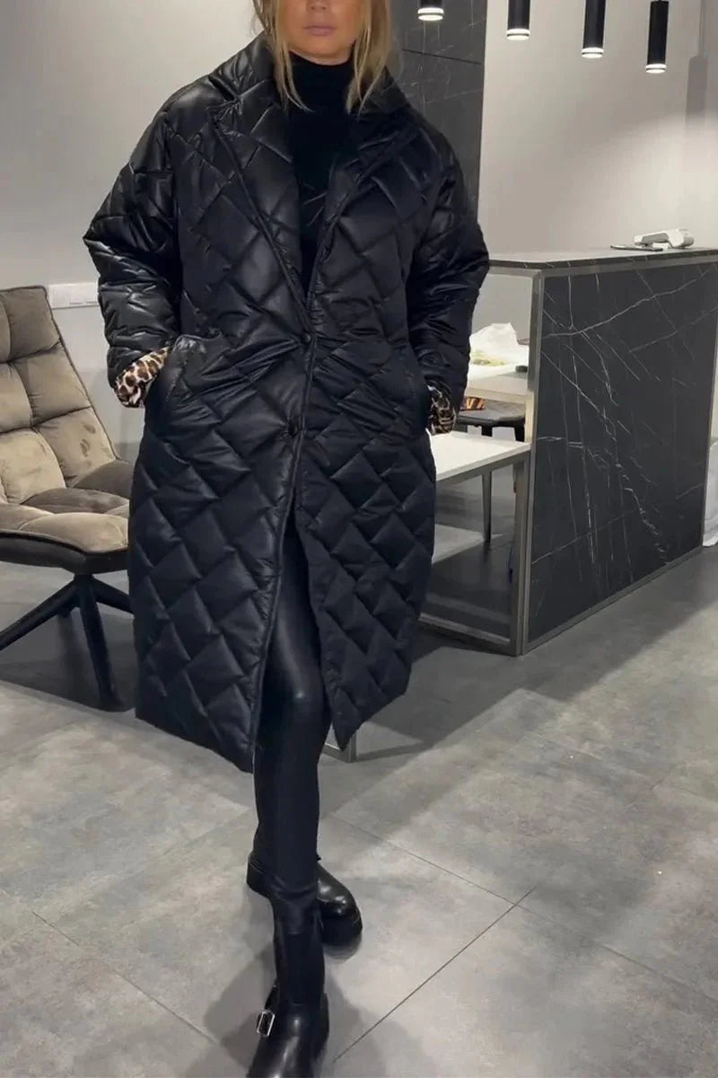 Anaïs | Cappotto Trapuntato con Fodera Leopardata
