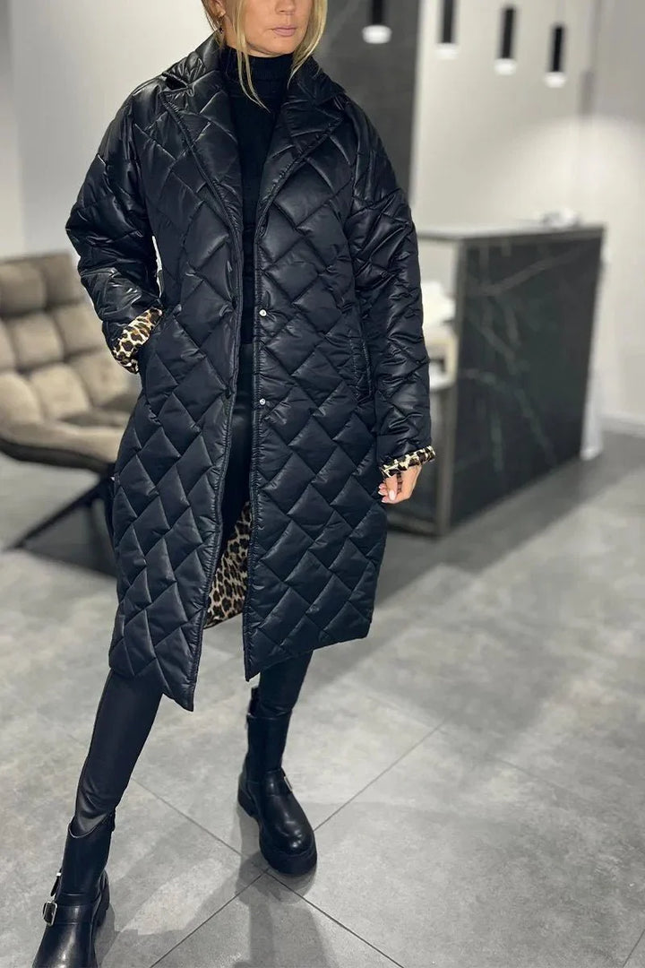 Anaïs | Cappotto Trapuntato con Fodera Leopardata