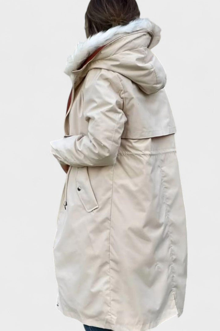 Giada | Long Hooded Coat with Chic Details