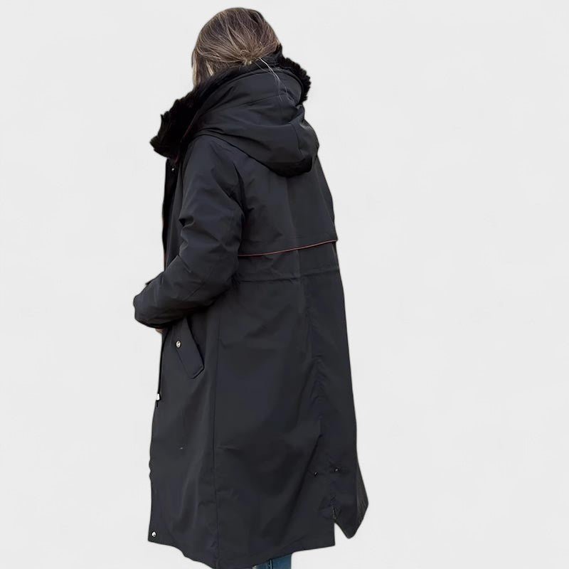 Giada | Long Hooded Coat with Chic Details