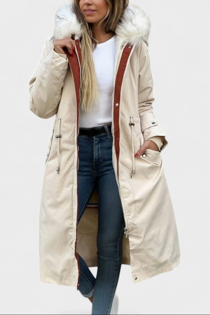 Giada | Long Hooded Coat with Chic Details