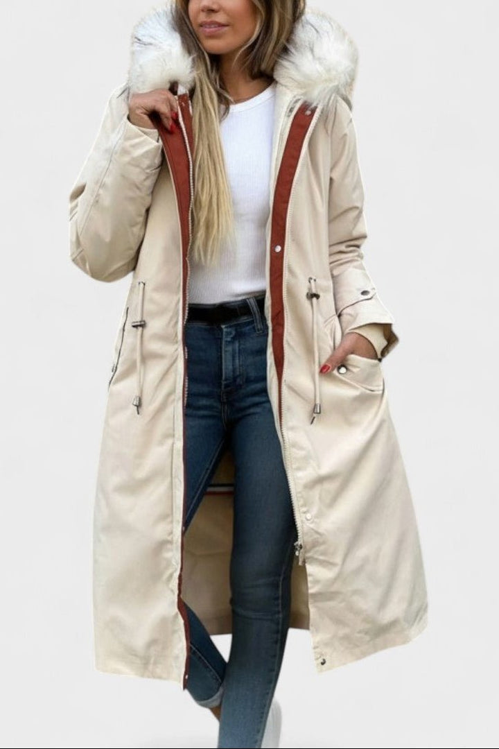 Giada | Long Hooded Coat with Chic Details