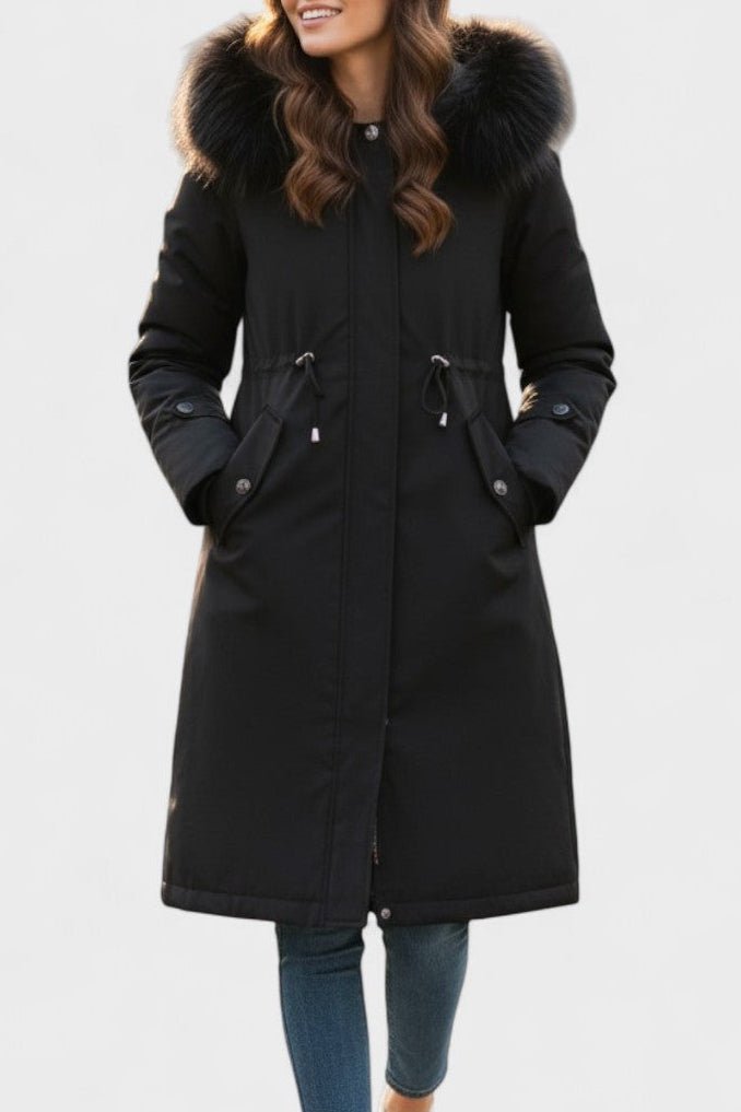 Giada | Long Hooded Coat with Chic Details