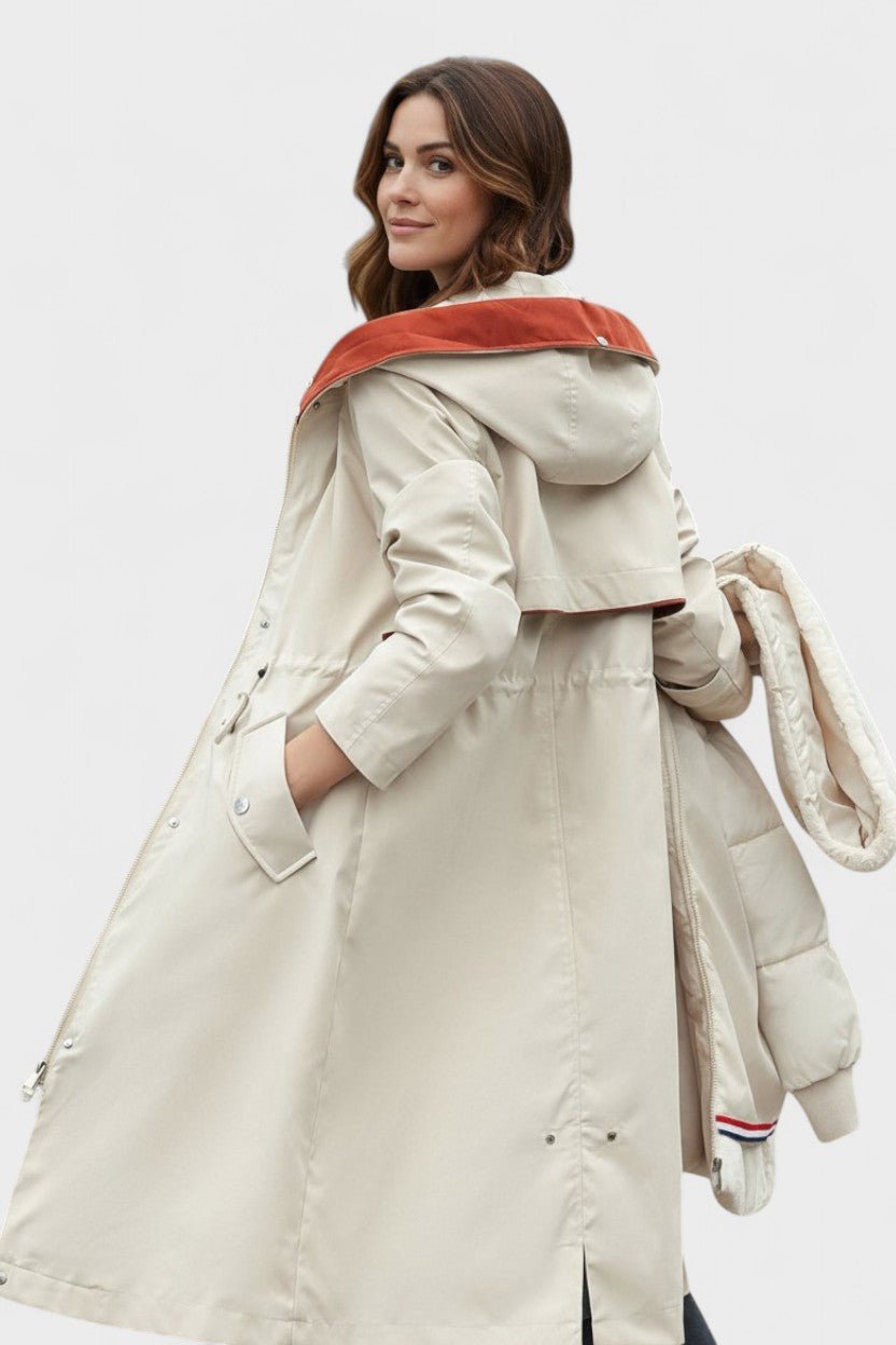 Giada | Long Hooded Coat with Chic Details