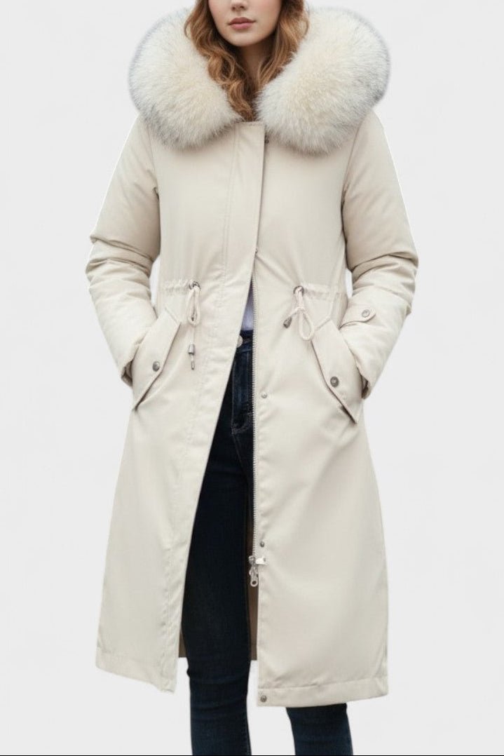 Giada | Long Hooded Coat with Chic Details