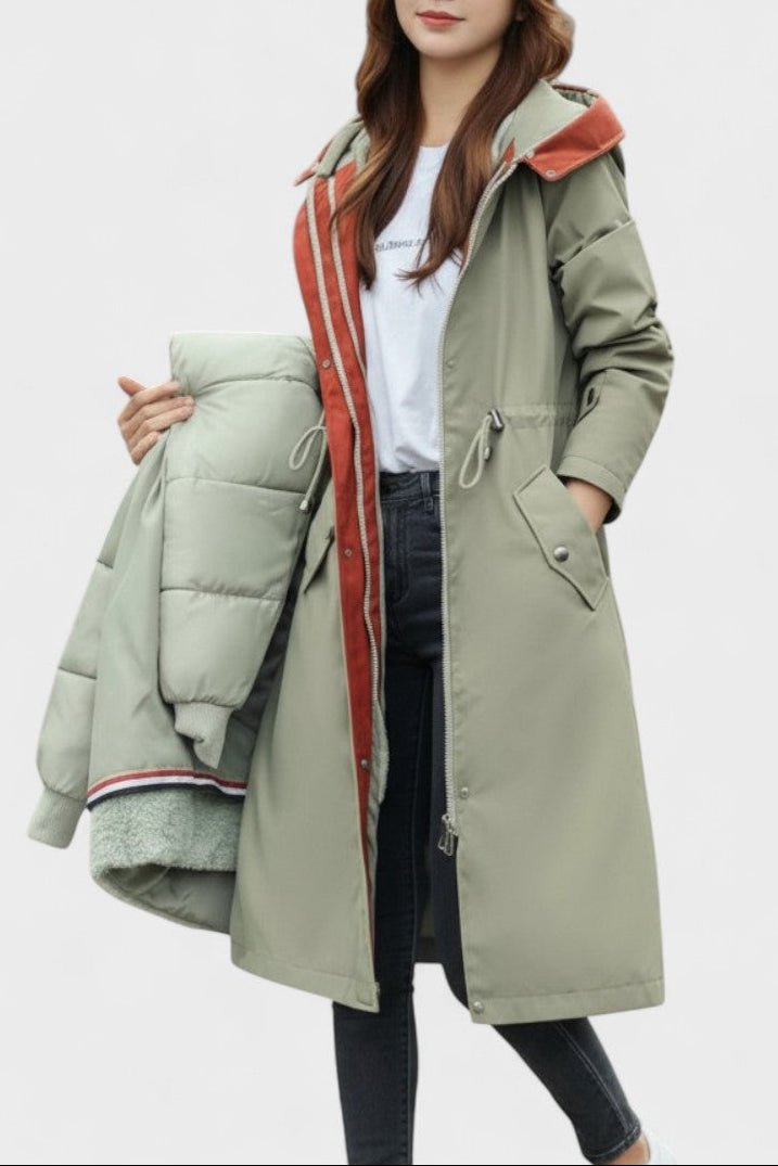 Giada | Long Hooded Coat with Chic Details