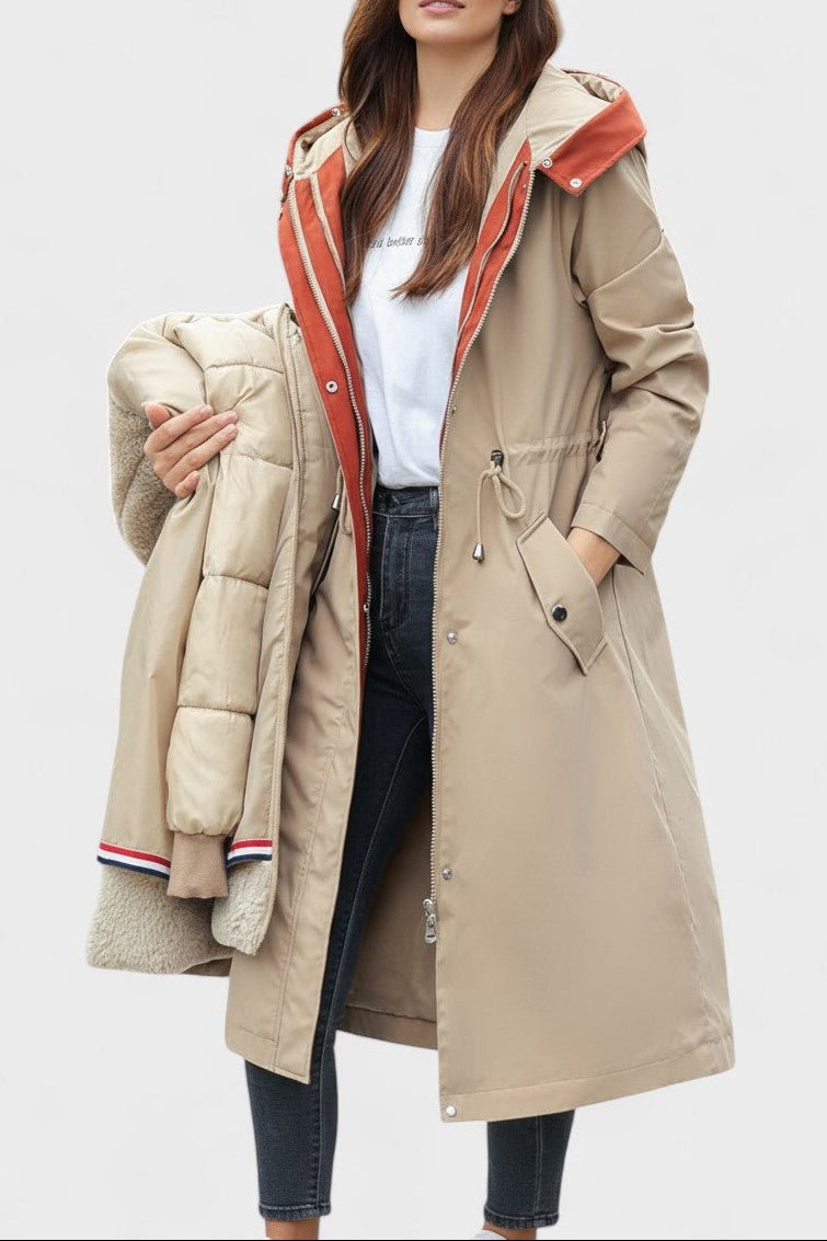 Giada | Long Hooded Coat with Chic Details