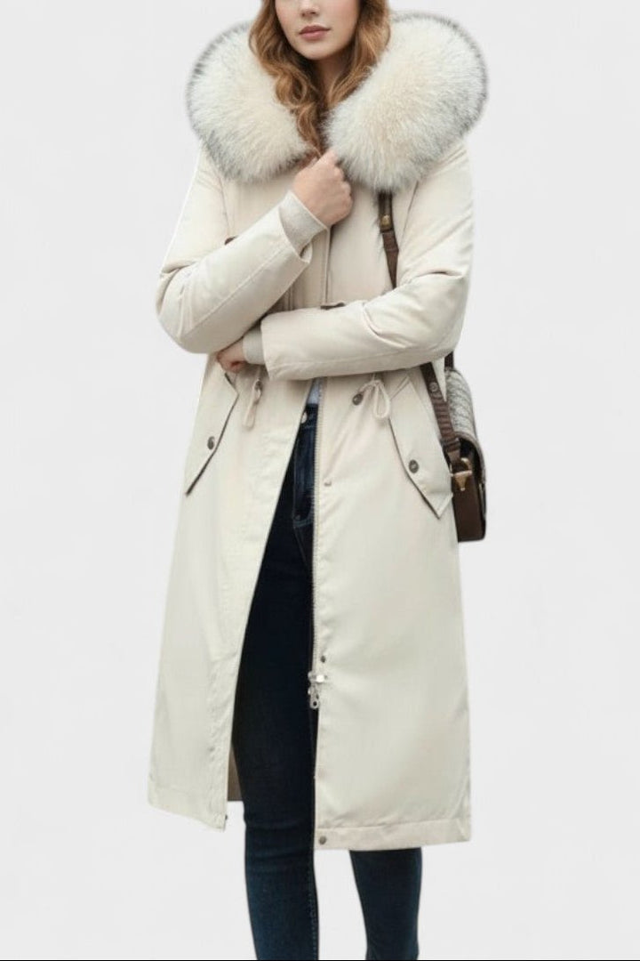 Giada | Long Hooded Coat with Chic Details