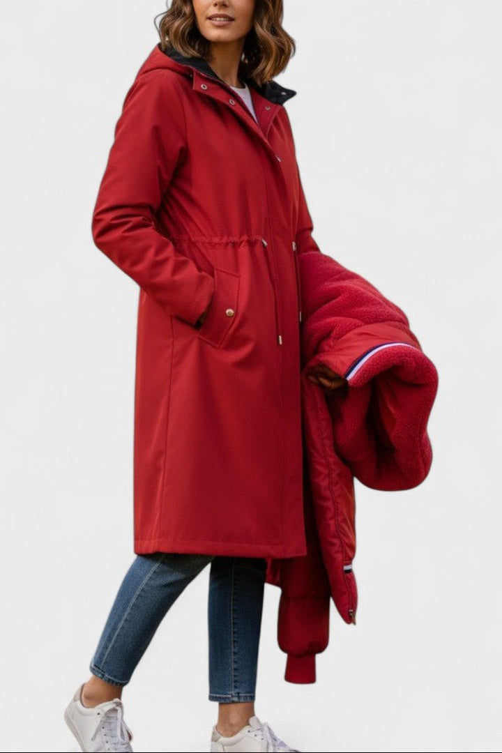 Giada | Long Hooded Coat with Chic Details