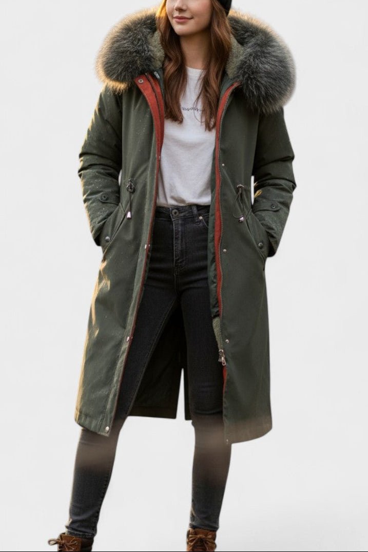 Giada | Long Hooded Coat with Chic Details